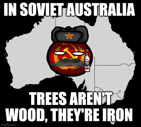 In soviet Australia, they're iron | IN SOVIET AUSTRALIA; TREES AREN'T WOOD, THEY'RE IRON | image tagged in australia wiki,communism,jpfan102504 | made w/ Imgflip meme maker
