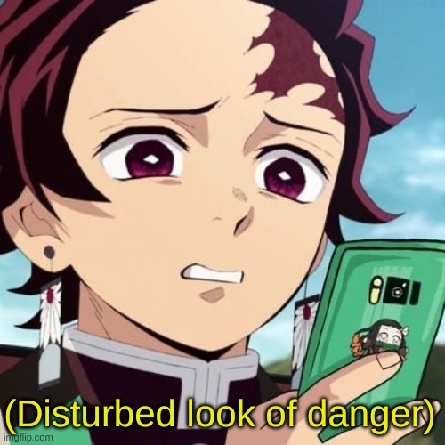 disgusted tanjiro | (Disturbed look of danger) | image tagged in disgusted tanjiro | made w/ Imgflip meme maker
