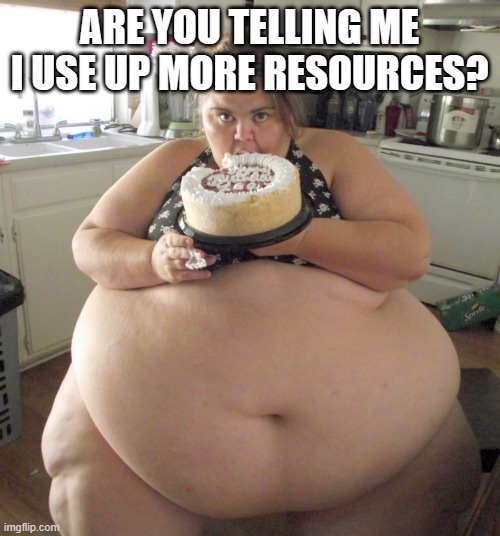 Happy Birthday Fat Girl | ARE YOU TELLING ME I USE UP MORE RESOURCES? | image tagged in happy birthday fat girl | made w/ Imgflip meme maker
