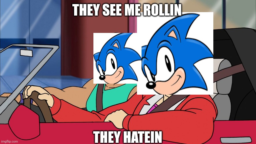 Rollin | THEY SEE ME ROLLIN; THEY HATEIN | image tagged in they see me rollin',sonic the hedgehog | made w/ Imgflip meme maker