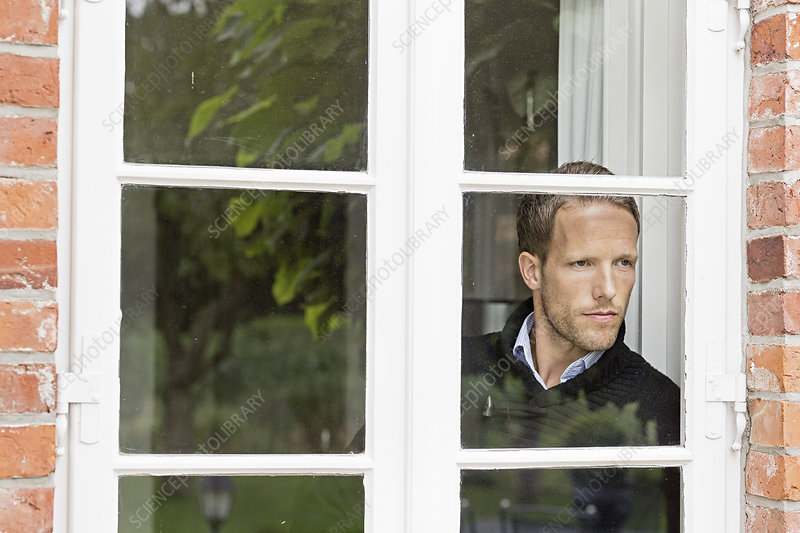 High Quality Man looking out of window Blank Meme Template