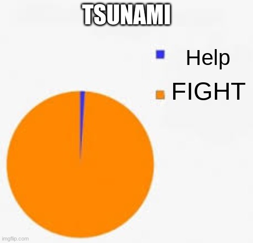 Pie Chart Meme | TSUNAMI; Help; FIGHT | image tagged in pie chart meme | made w/ Imgflip meme maker