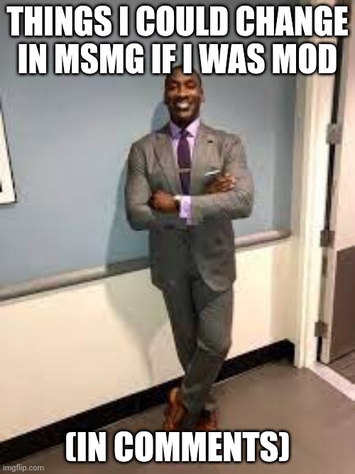 Shannon Sharpe Fit Checks | THINGS I COULD CHANGE IN MSMG IF I WAS MOD; (IN COMMENTS) | image tagged in shannon sharpe fit checks | made w/ Imgflip meme maker