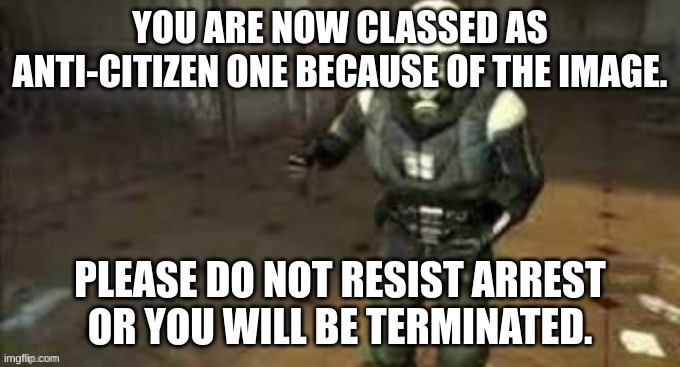 Half-Life 2 Anti-Citizen One | image tagged in half-life 2 anti-citizen one | made w/ Imgflip meme maker