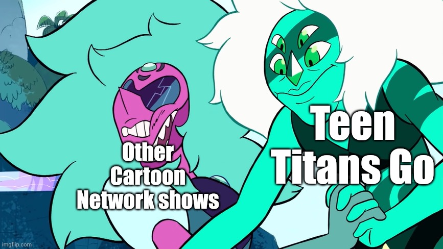 Malachite punching Alexandrite | Other Cartoon Network shows; Teen Titans Go | image tagged in malachite punching alexandrite | made w/ Imgflip meme maker