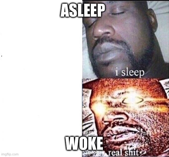 Woke defined | ASLEEP; WOKE | image tagged in i sleep | made w/ Imgflip meme maker