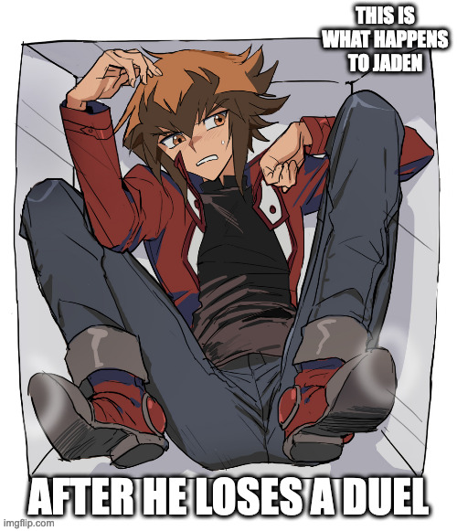 Jaden Inside Glass Box | THIS IS WHAT HAPPENS TO JADEN; AFTER HE LOSES A DUEL | image tagged in jaden yuki,yu gi oh,memes | made w/ Imgflip meme maker