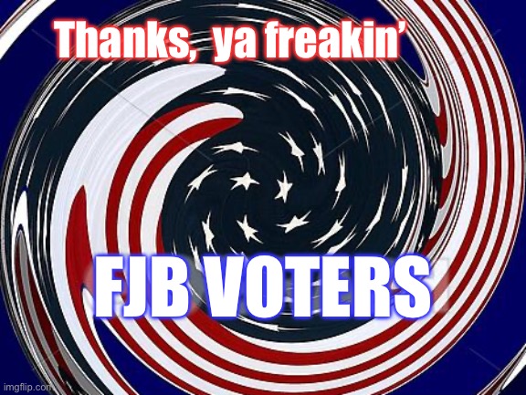 Down the drain | Thanks,  ya freakin’; FJB VOTERS | image tagged in memes,usa,america,down the drain | made w/ Imgflip meme maker