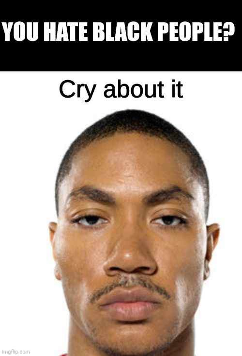 Cry about it | YOU HATE BLACK PEOPLE? | image tagged in cry about it | made w/ Imgflip meme maker