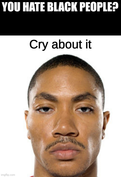 Cry about it | YOU HATE BLACK PEOPLE? | image tagged in cry about it | made w/ Imgflip meme maker