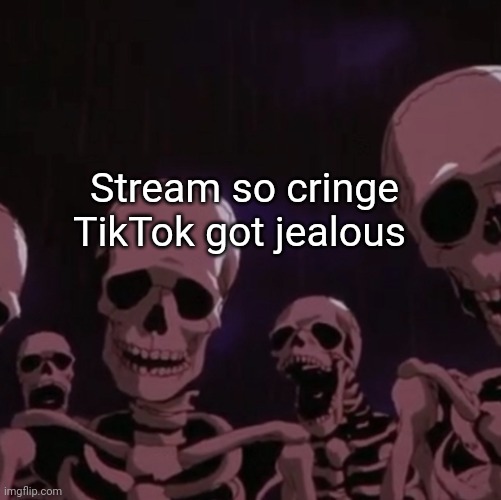 roasting skeletons | Stream so cringe TikTok got jealous | image tagged in roasting skeletons | made w/ Imgflip meme maker