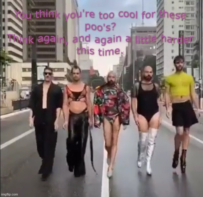 Too Cool for Poo's | image tagged in transformers,transvestites,school,boots,walk,transsexuals | made w/ Imgflip meme maker