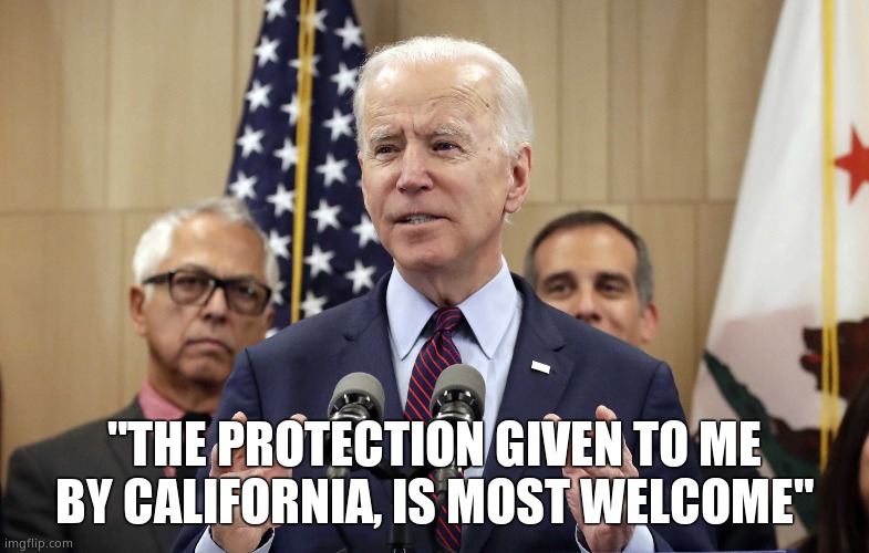 "THE PROTECTION GIVEN TO ME
BY CALIFORNIA, IS MOST WELCOME" | made w/ Imgflip meme maker