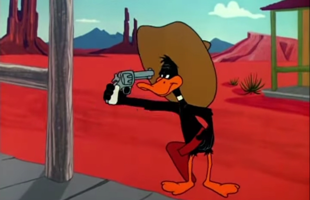 Daffy accidentally shooting himself Blank Meme Template