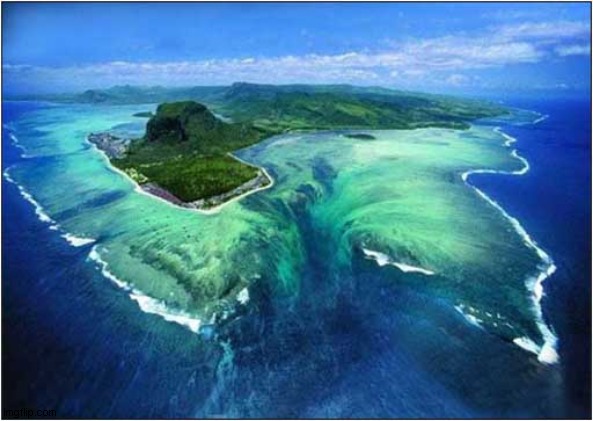 Underwater Waterfall In Mauritius | image tagged in underwater,waterfall,mauritius | made w/ Imgflip meme maker