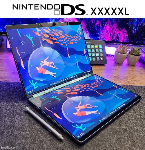 Nintendo DS XXXXXL | image tagged in memes,nintendo,laptop,oof size large | made w/ Imgflip meme maker