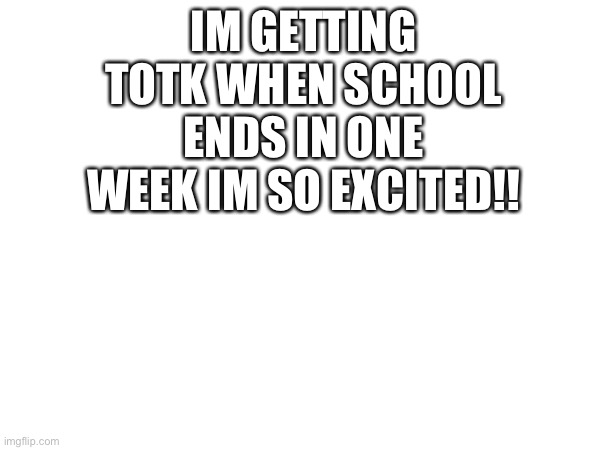 YUHHHH! | IM GETTING TOTK WHEN SCHOOL ENDS IN ONE WEEK IM SO EXCITED!! | image tagged in yez,zelda,totk | made w/ Imgflip meme maker
