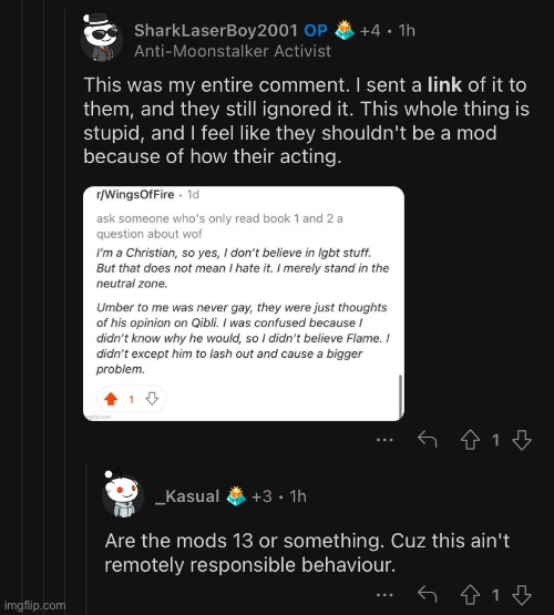 Got a question, is this homophobic to say? SharkLazerBoy got banned from r/WingsOfFire, I figured I should ask the experts. | made w/ Imgflip meme maker