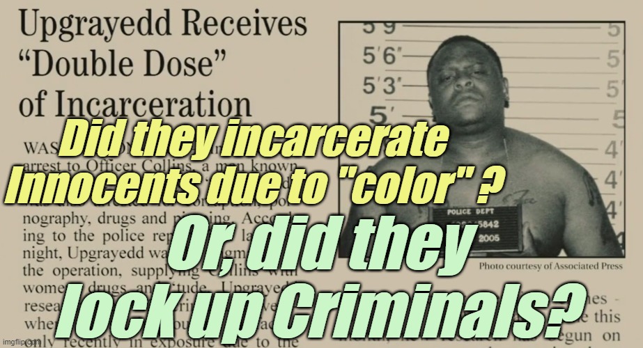 Did they incarcerate Innocents due to "color" ? Or, did they lock up Criminals? | made w/ Imgflip meme maker