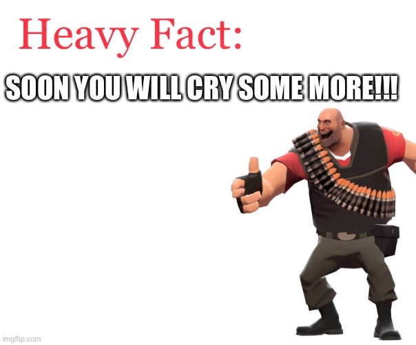 Heavy Fact | SOON YOU WILL CRY SOME MORE!!! | image tagged in heavy fact | made w/ Imgflip meme maker