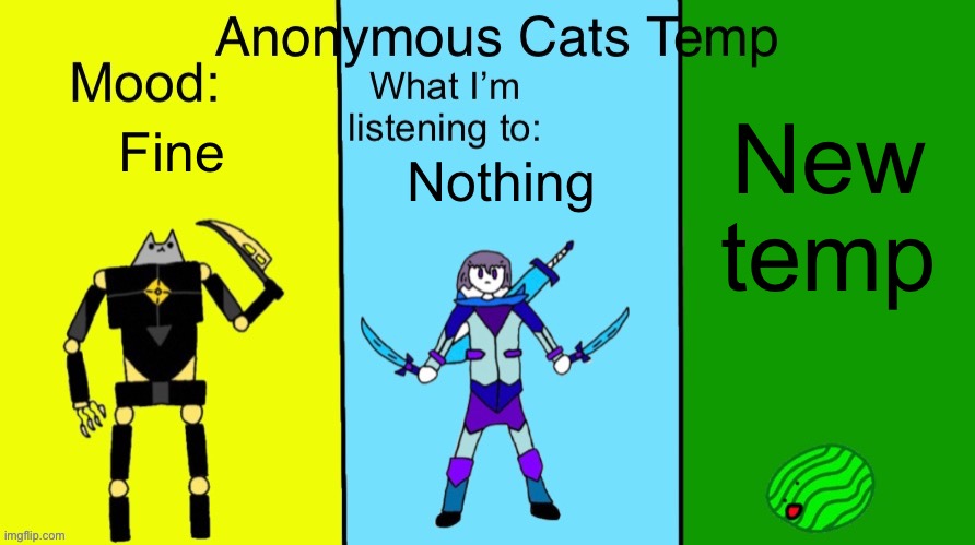 Anonymous Cats updated temp | New temp; Nothing; Fine | image tagged in anonymous cats updated temp | made w/ Imgflip meme maker