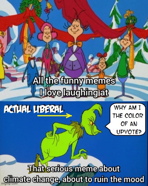 Never Invite a Grinch to your Party! | image tagged in vince vance,woke,liberals,grinch,memes,climate change | made w/ Imgflip meme maker