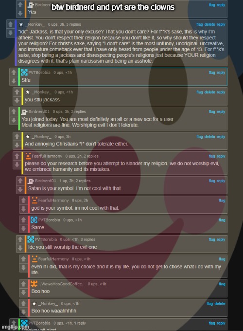 btw birdnerd and pvt are the clowns | made w/ Imgflip meme maker