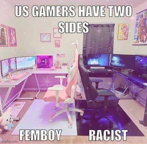Solid /j except for the femboy part | image tagged in femboy and racist | made w/ Imgflip meme maker