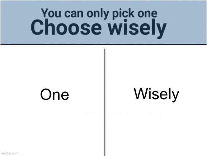 Have a paradox! | One; Wisely | image tagged in you can pick only one choose wisely,memes,funny,quiz,choose wisely,front page plz | made w/ Imgflip meme maker