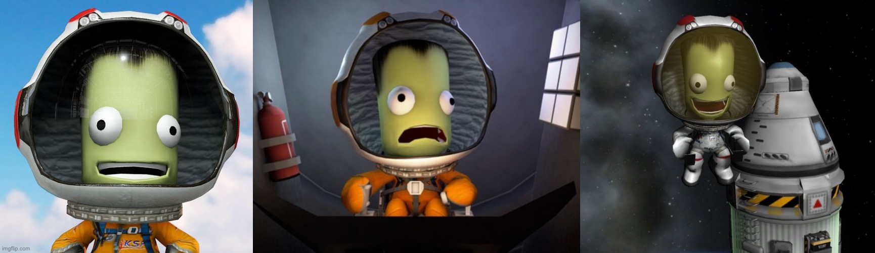 image tagged in jebediah kerman,scared kerbal,kerbal | made w/ Imgflip meme maker