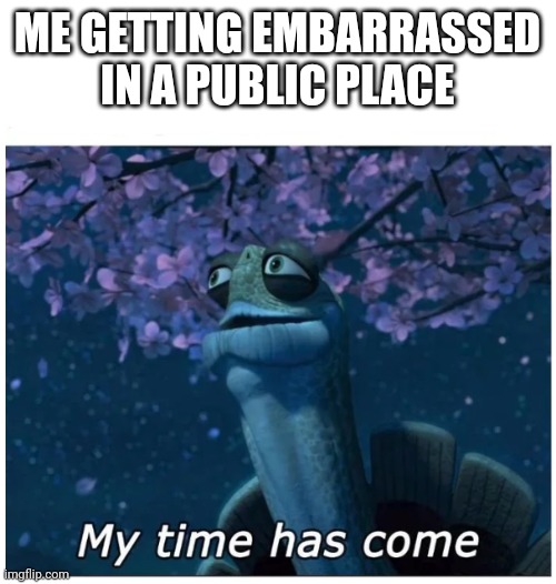 My time has come | ME GETTING EMBARRASSED IN A PUBLIC PLACE | image tagged in my time has come | made w/ Imgflip meme maker