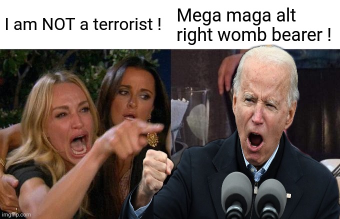 I am NOT a terrorist ! Mega maga alt right womb bearer ! | made w/ Imgflip meme maker