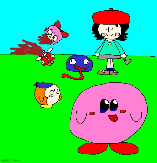 Kirby fanart | image tagged in kirby,gore,fanart,blood,funny,cute | made w/ Imgflip meme maker