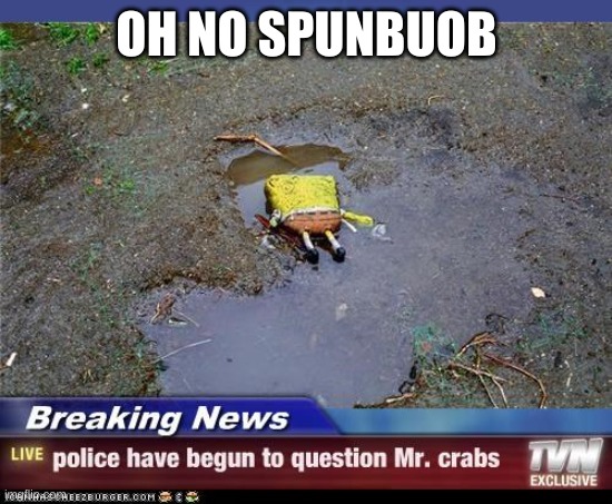 oh no | OH NO SPUNBUOB | image tagged in funny | made w/ Imgflip meme maker