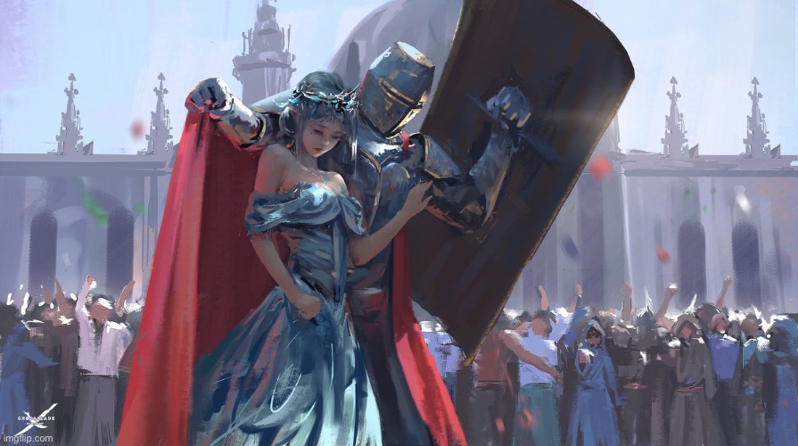 Knight Defending Lady | image tagged in knight defending lady | made w/ Imgflip meme maker