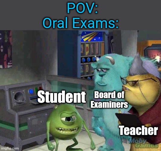 Think, think, think !!! | POV: Oral Exams:; Board of Examiners; Student; Teacher | image tagged in exams | made w/ Imgflip meme maker