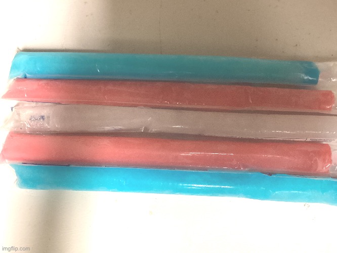 I Made the Trans flag out of freezies!(oh shit msmg is going to attack ms) | made w/ Imgflip meme maker