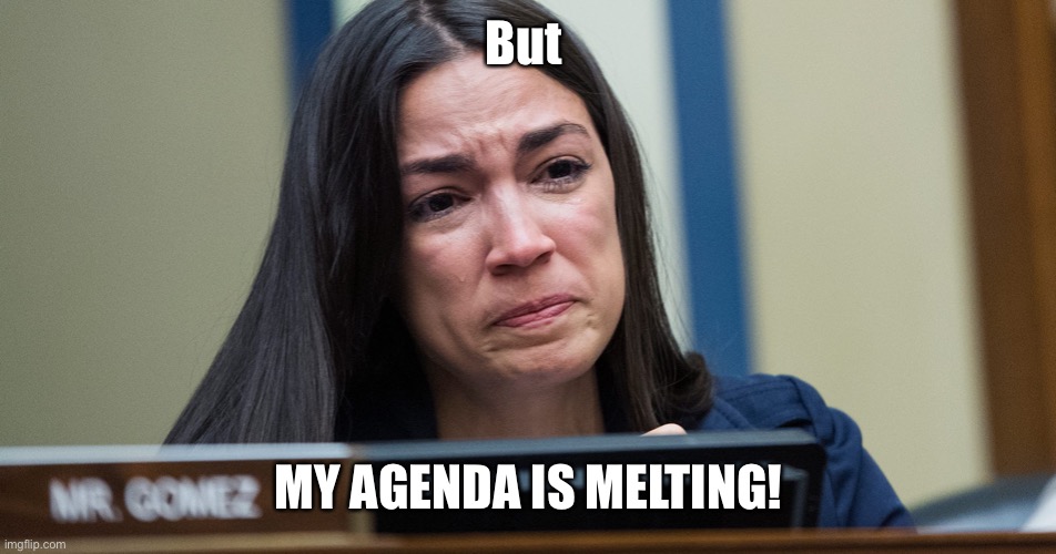 AOC CRYING | But MY AGENDA IS MELTING! | image tagged in aoc crying | made w/ Imgflip meme maker