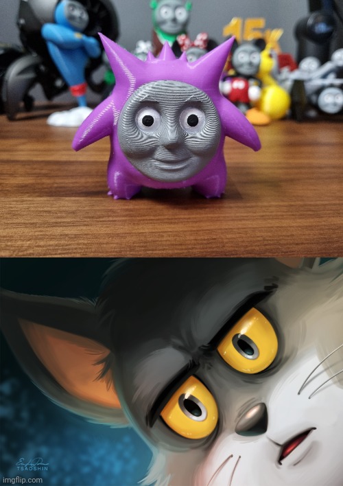 Meme #2,509 | image tagged in unsettled tom stylized,cursed image,cursed,pokemon,thomas the train,memes | made w/ Imgflip meme maker