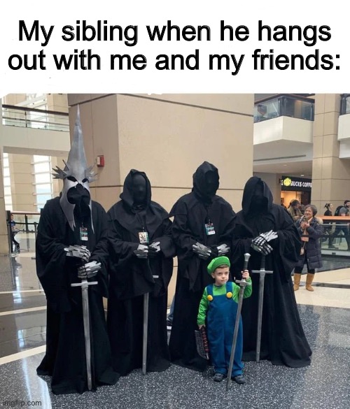 The odd one out XD | My sibling when he hangs out with me and my friends: | image tagged in odd one out | made w/ Imgflip meme maker