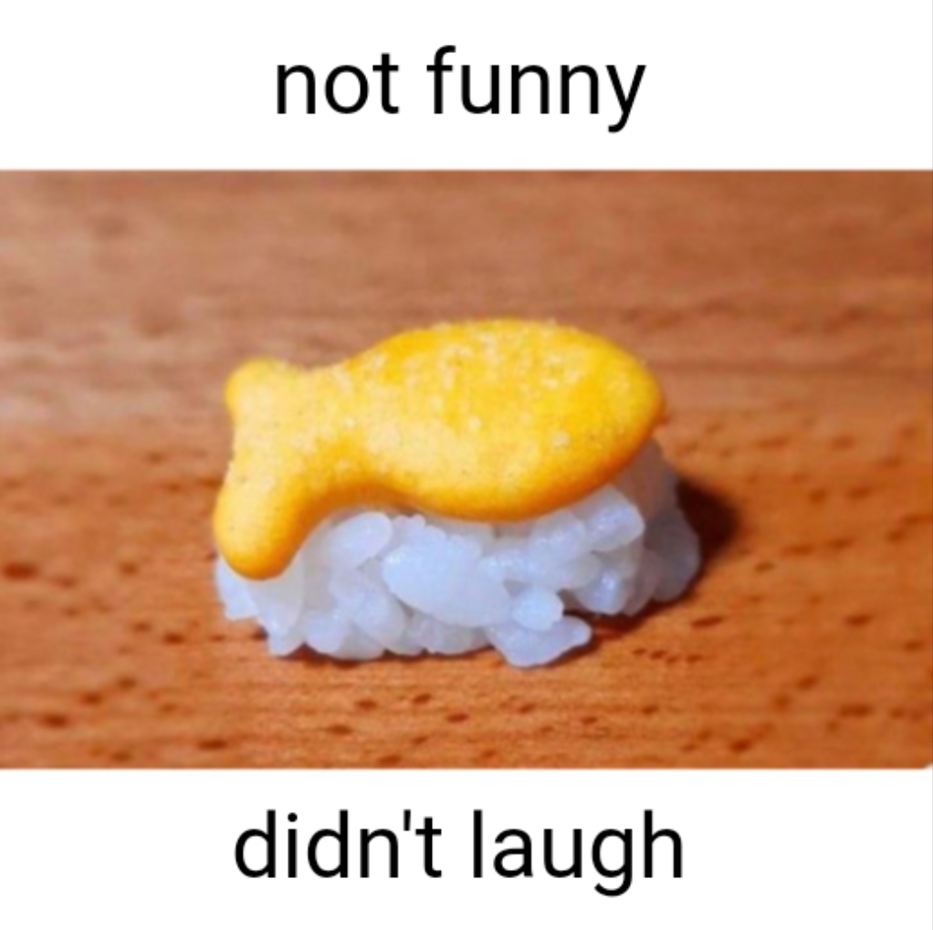 High Quality Not funny didn't laugh goldfish sushie Blank Meme Template