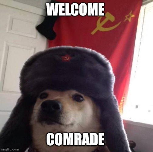 Russian Doge | WELCOME COMRADE | image tagged in russian doge | made w/ Imgflip meme maker