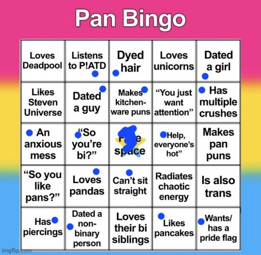 image tagged in pansexual bingo | made w/ Imgflip meme maker