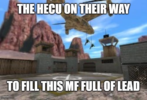 Hecu on their way | THE HECU ON THEIR WAY TO FILL THIS MF FULL OF LEAD | image tagged in hecu on their way | made w/ Imgflip meme maker