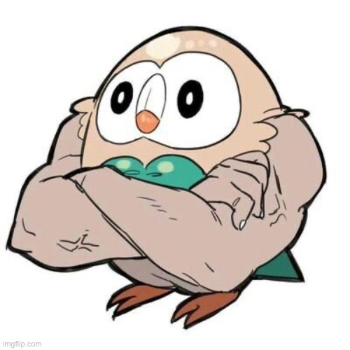 MUSCLE ROWLET | image tagged in muscle rowlet | made w/ Imgflip meme maker