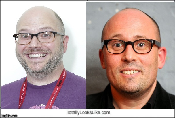 For those wondering, that's C.H. Greenblatt and Adam Elliot | image tagged in totally looks like,animators | made w/ Imgflip meme maker