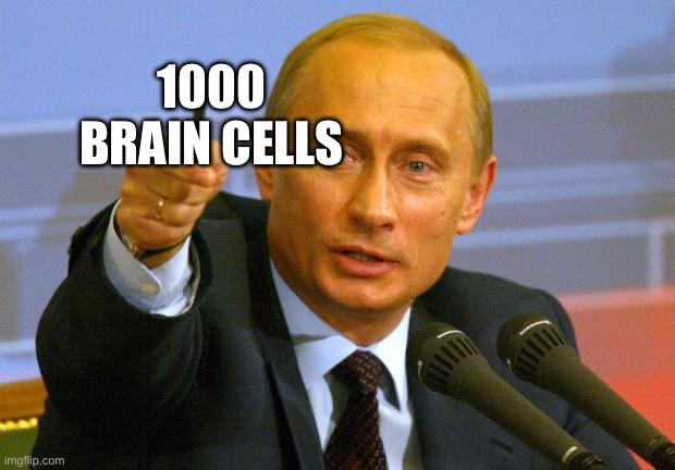 Good Guy Putin Meme | 1000 BRAIN CELLS | image tagged in memes,good guy putin | made w/ Imgflip meme maker