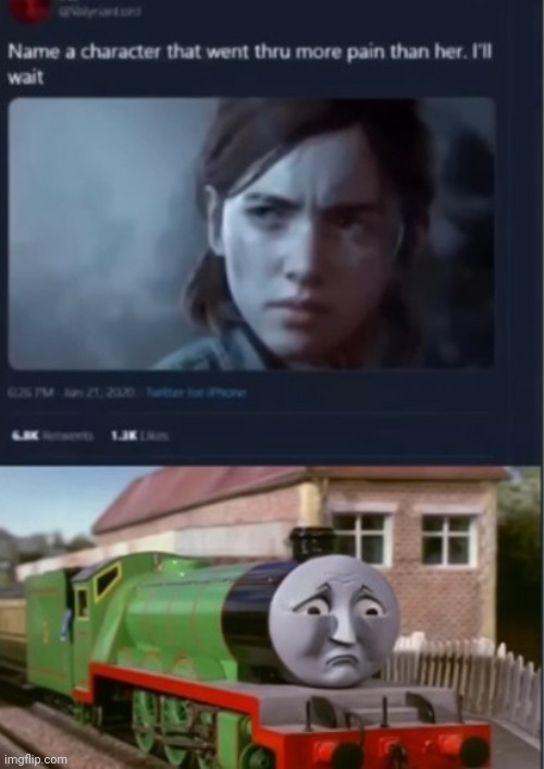 image tagged in memes,funny,msmg,thomas the tank engine,name one character who went through more pain than her | made w/ Imgflip meme maker