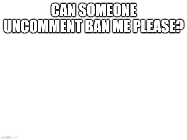 Please? | CAN SOMEONE UNCOMMENT BAN ME PLEASE? | image tagged in blank | made w/ Imgflip meme maker