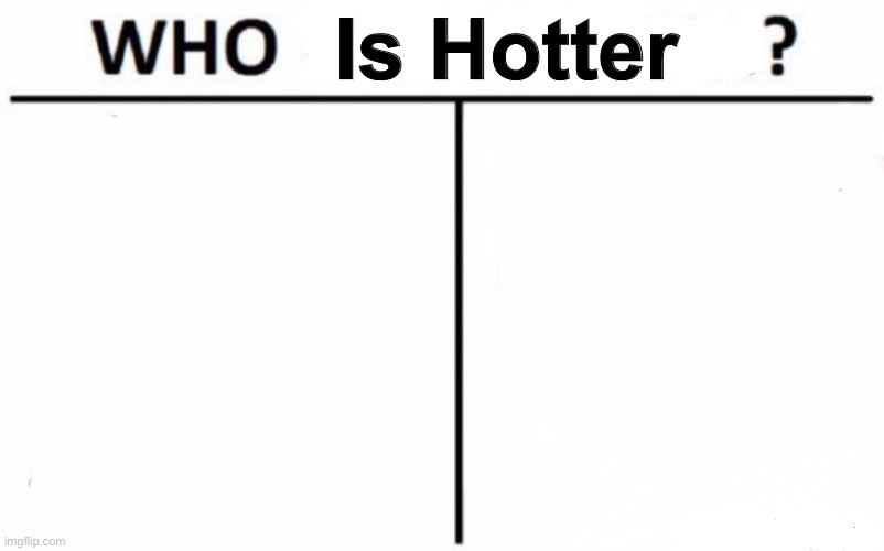 Who is hotter meme template free to use | Is Hotter | image tagged in memes,who is hotter | made w/ Imgflip meme maker